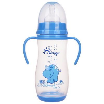 12oz 330ml PP botol bayi dengan pegangan ganda Phthalate bebas sterilisasi