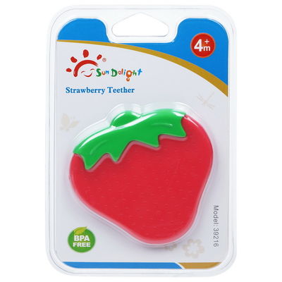 BPA Gratis 3 Bulan Strawberry Rubber Baby Silicone Teether