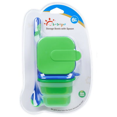 2 pcs BPA Gratis Kedap Udara Penyimpanan Makanan Bayi Plastik Dengan Sendok