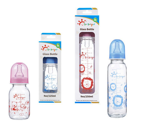 Heat Resistant Hi Transparency Standard Neck Botol Susu Bayi Kaca 9oz 250ml