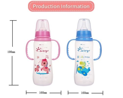 Botol Bayi Bayi 240 ml FDA EN14350 Diuji Warna Pink Biru Hijau