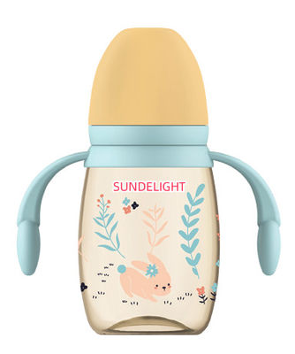 Botol bayi 240ml 300ml PP dengan pegangan ganda tahan kejut