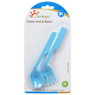 PP TPE Soft Color Change Fork Baby Feeding Spoon