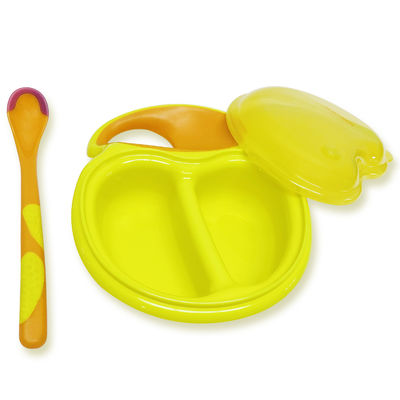 BPA FREE Yellow Easy Grip Mangkuk dan Sendok Makan Bayi