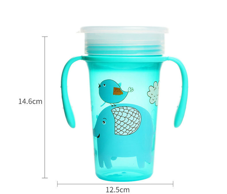 300ml PP 360 derajat sudut Baby Sippy Cup Sertifikat BSCI ISO9001