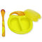 BPA FREE Yellow Easy Grip Mangkuk dan Sendok Makan Bayi