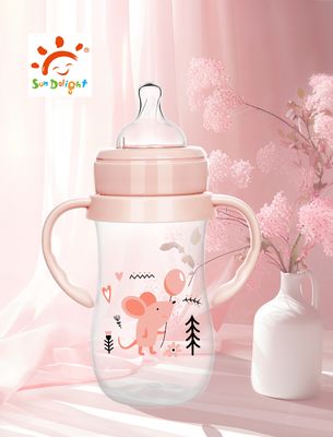 9oz 260ml PP Wide Neck Arc Baby Feeding Bottle Warna Pink